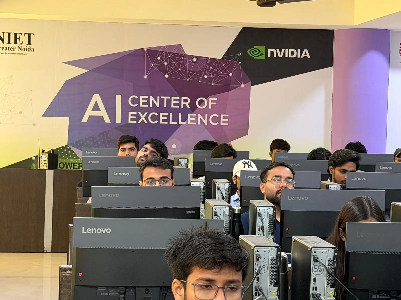 Students learning in an AI Centre of Excellence computer lab